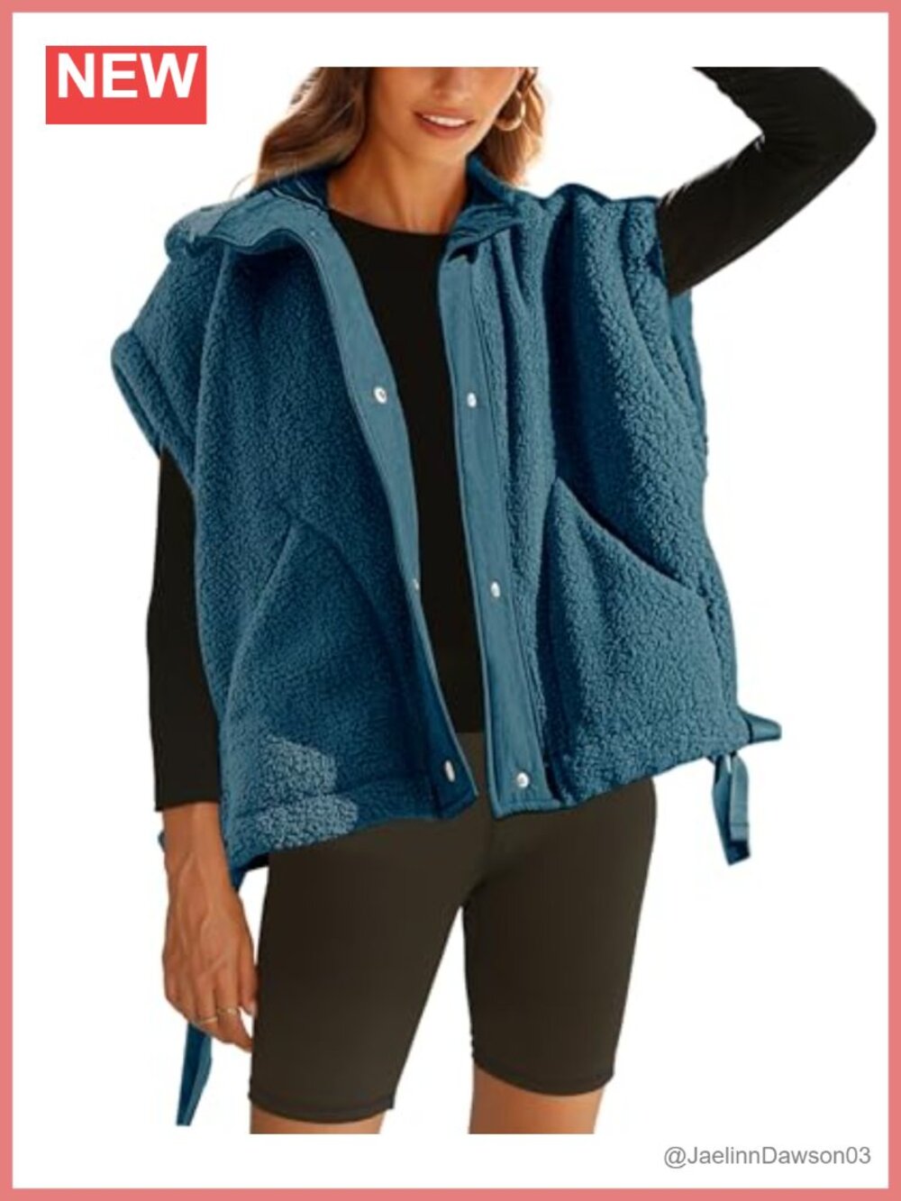 Fuzzy Fleece Vest Oversized Sherpa Sleeveless Button Jacket